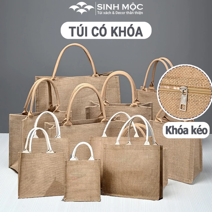 Túi cói, túi đi biển, túi chống nước, Túi có khóa, Sinh Mộc - M3603 (Có khóa)