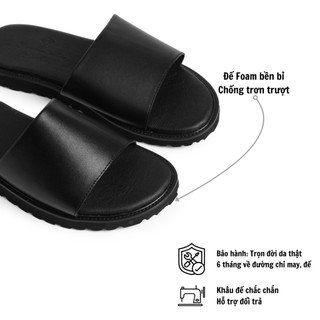 Dép da nam quai ngang cao cấp FTT Leather da bò lót da  EVA siêu nhẹ, siêu êm chân, chống trơn trượt