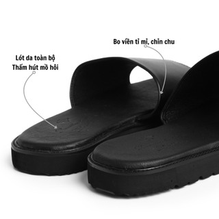 Dép da nam quai ngang cao cấp FTT Leather da bò lót da  EVA siêu nhẹ, siêu êm chân, chống trơn trượt