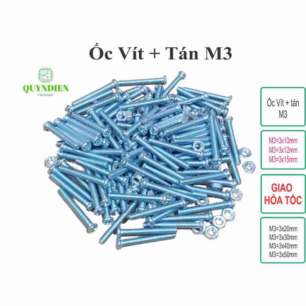 Ốc vít tán 3ly thân M3 dài 1cm/1.2cm/1.5cm/2cm/3cm/4cm/5cm-linh kiện ...
