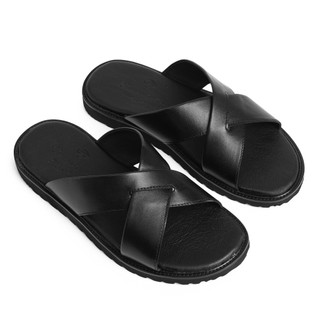 Dép da nam quai ngang cao cấp FTT Leather da bò lót da  EVA siêu nhẹ, siêu êm chân, chống trơn trượt