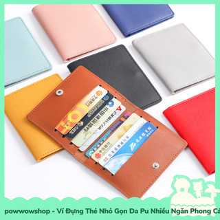 [Sẵn VN - Hỏa Tốc] Ví Đựng Thẻ Gập Nhỏ Gọn Tiện Dụng Da Pu Nhiều Ngăn Phong Cách Đơn Giản Nhiều Màu Sắc