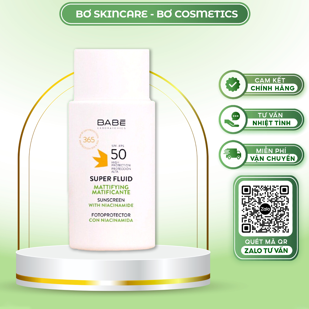 Kem Chống Nắng Kiềm Dầu Babe Super Fluid Mattifying Sunscreen Spf 50 Thích Hợp Cho Da Dầu Mụn 4323