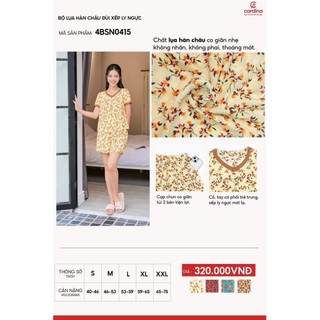 Đồ bộ nữ CARDINA chất liệu lụa hàn châu đùi xếp ly ngực thoáng mát mềm mại trẻ trung 4BSN04