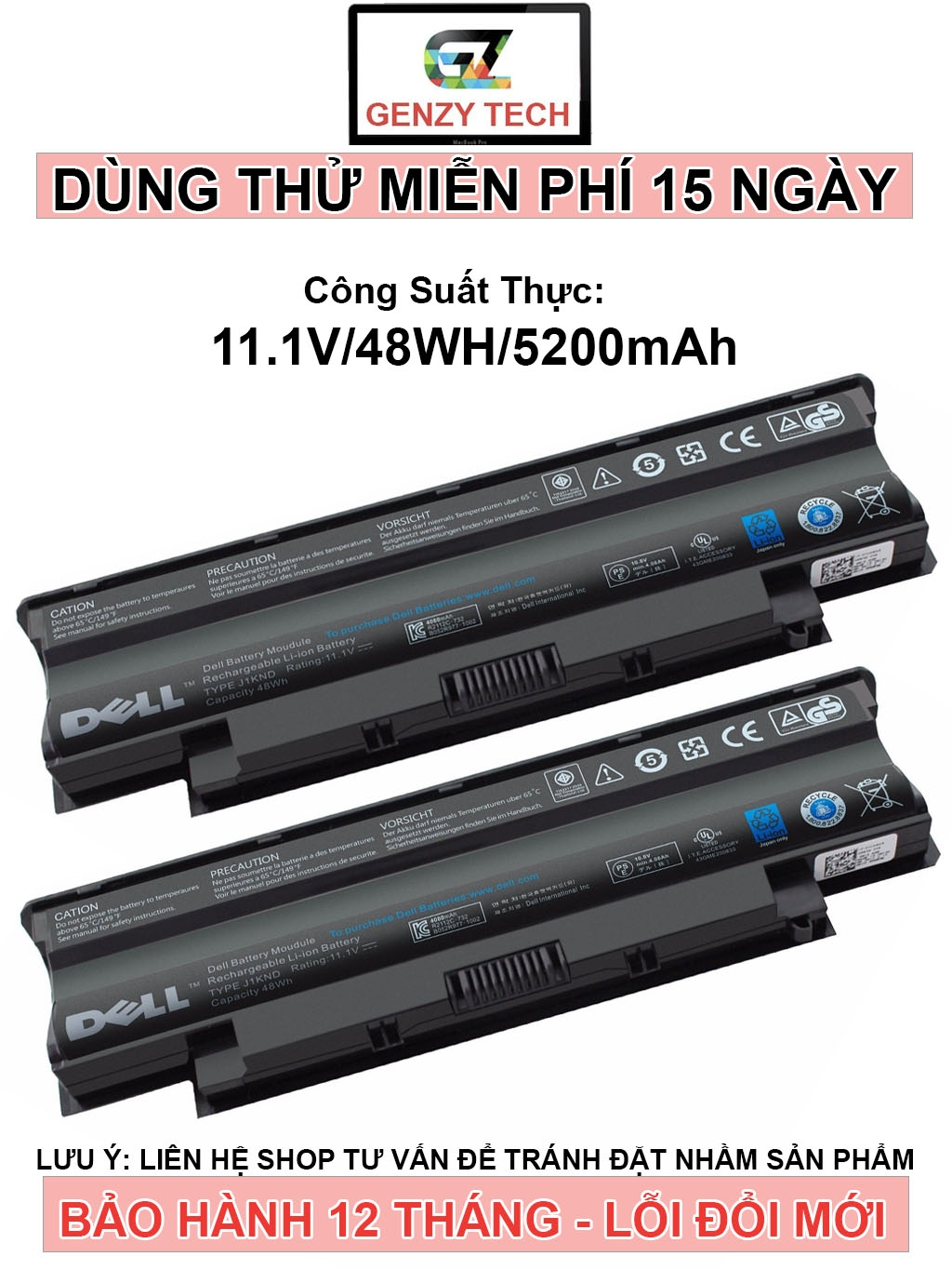 Pin Laptop Dell Vostro 1450 N5110 14R N4120 N4010D-158 N4010-148 J1KN ...