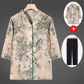 Sơ mi nửa tay mùa hè cho người trung niên và người già, áo sơ mi mùa hè cho bà, quần áo cho bà già