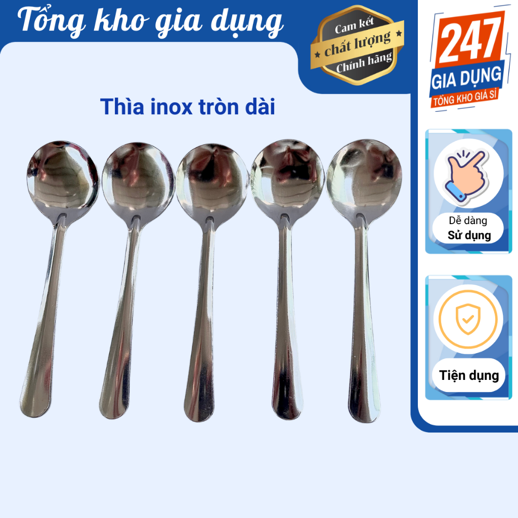 Bộ muỗng ăn cơm inox, muỗng inox tròn dài, thìa inox tròn dài | Shopee ...