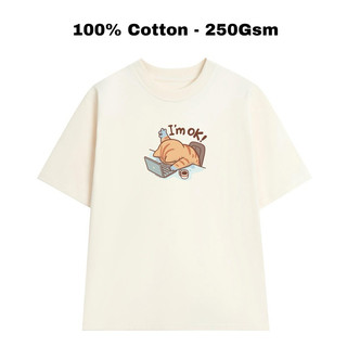 Áo thun Unisex Oversize form rộng nam nữ in hình Mèo Ok dễ thương Chất Cotton Premium 250gsm
