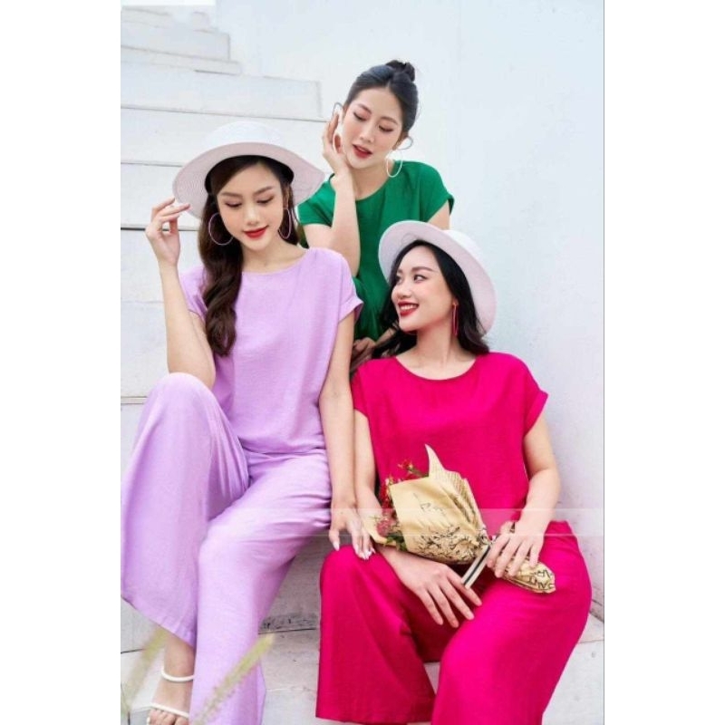 Bộ đồ nữ, Bộ đũi nữ, áo cổ tròn quần dài chất tơ đũi mềm mát, hàng đẹp chính hãng, có đủ size, set bộ đũi nữ