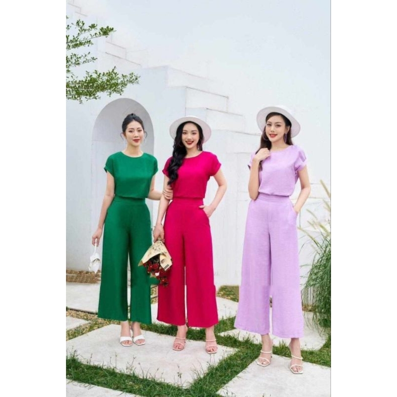 Bộ đồ nữ, Bộ đũi nữ, áo cổ tròn quần dài chất tơ đũi mềm mát, hàng đẹp chính hãng, có đủ size, set bộ đũi nữ