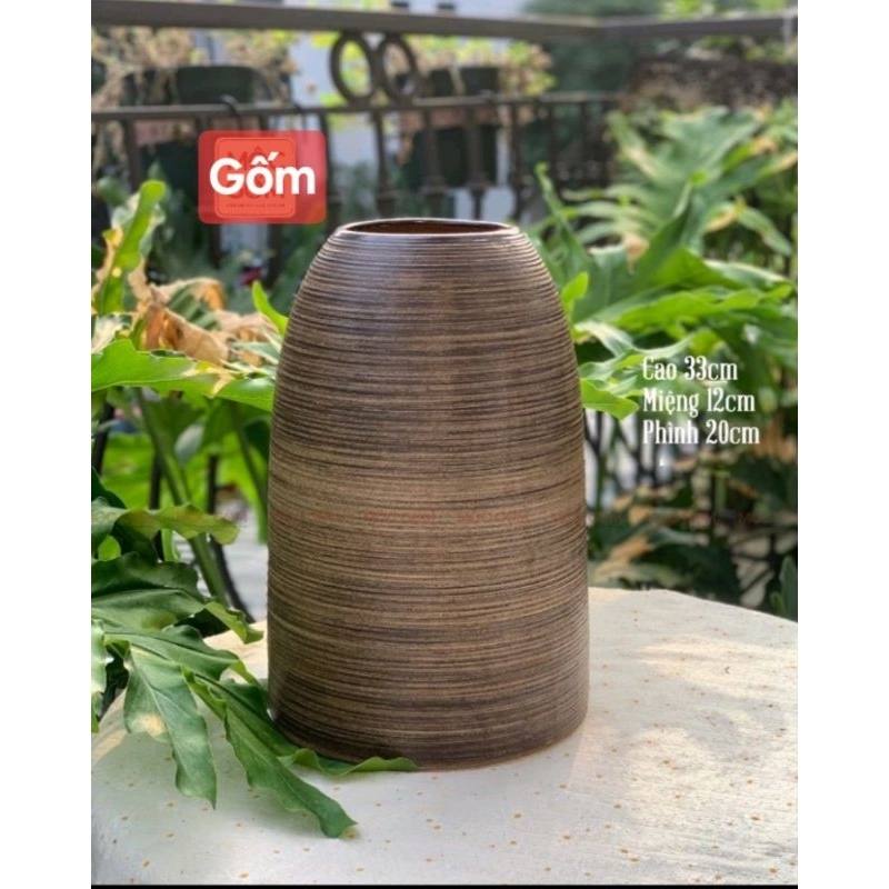 Chuông cao cắm cành quả, ly, loa kèn, tuyết mai, đào, đào huyền, lọ hoa, bình gốm cắm hoa Bát Tràng