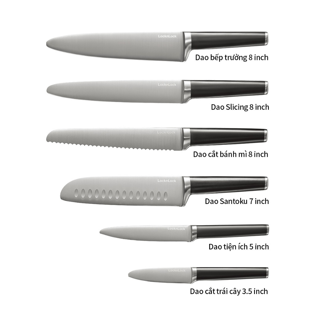 Bộ 6 dao kèm giá đỡ LocknLock Magnetic Knife Set CKK804 CKK82 bằng thép không gỉ - K-MALL