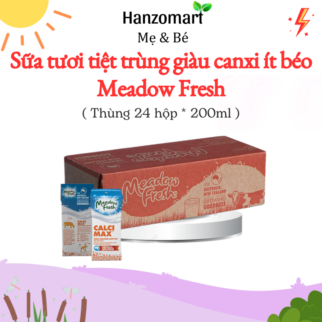 Sữa tươi Newzealand Meadow Fresh calci max 200ml cho bé (24 hộp x 200ml)