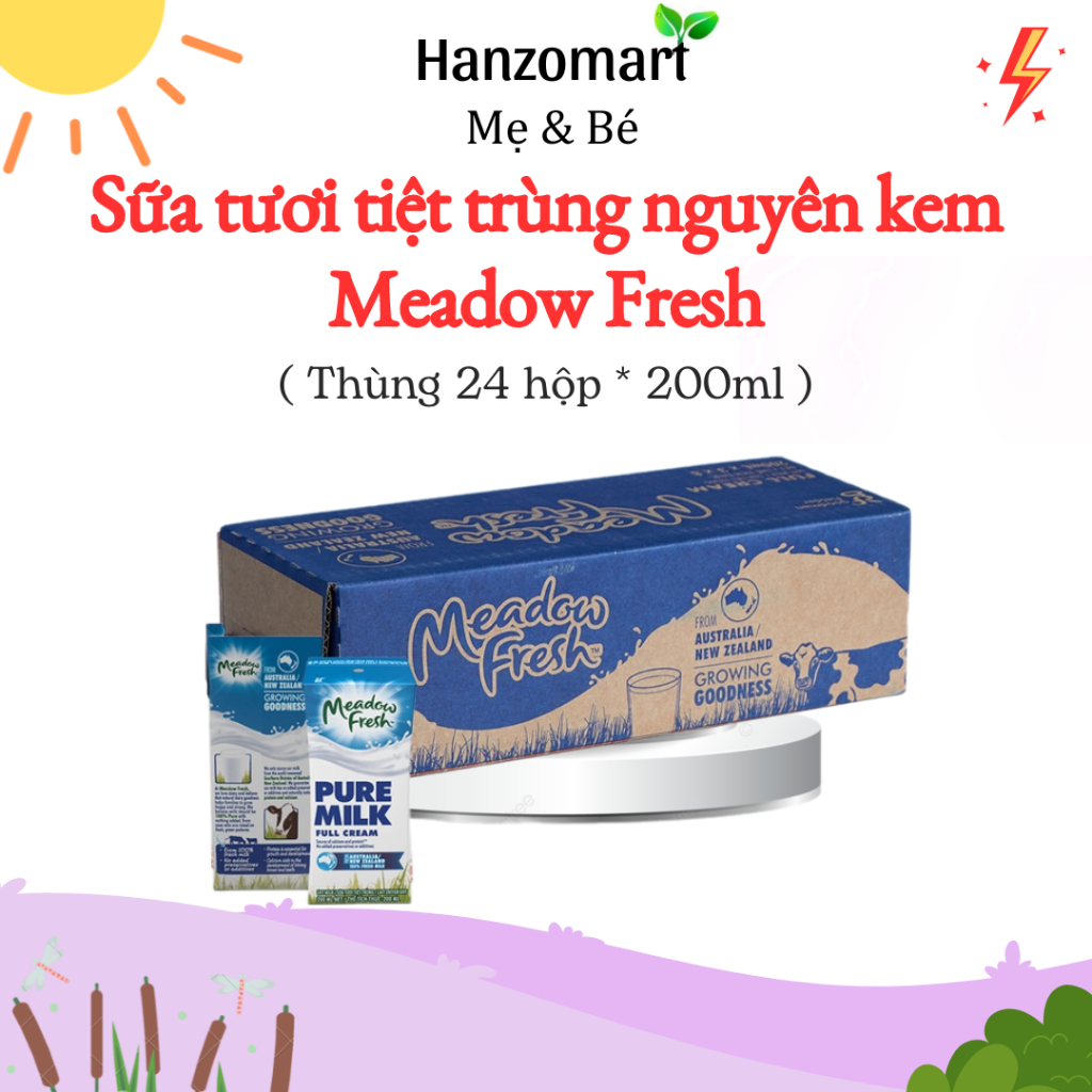 Sữa tươi Newzealand Meadow Fresh calci max 200ml cho bé (24 hộp x 200ml)