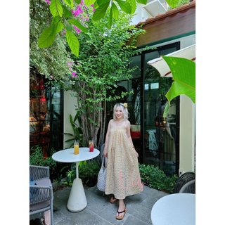 Đầm Nữ Maxi Caro 2 Dây Dáng Suông Dài Màu Vàng Phong Cách Hàn Quốc