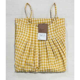 Đầm Nữ Maxi Caro 2 Dây Dáng Suông Dài Màu Vàng Phong Cách Hàn Quốc