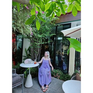 Đầm Nữ Maxi Caro 2 Dây Dáng Suông Dài Màu Tím Mộng Mơ Phong Cách Hàn Quốc