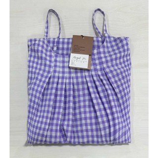 Đầm Nữ Maxi Caro 2 Dây Dáng Suông Dài Màu Tím Mộng Mơ Phong Cách Hàn Quốc