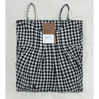 Đầm Nữ Maxi Caro 2 Dây Dáng Suông Dài Màu Đen Phong Cách Hàn Quốc