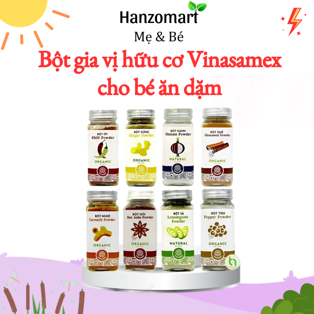 Bột gia vị hữu cơ tỏi hành Vinasamex cho bé ăn dặm hanzomart