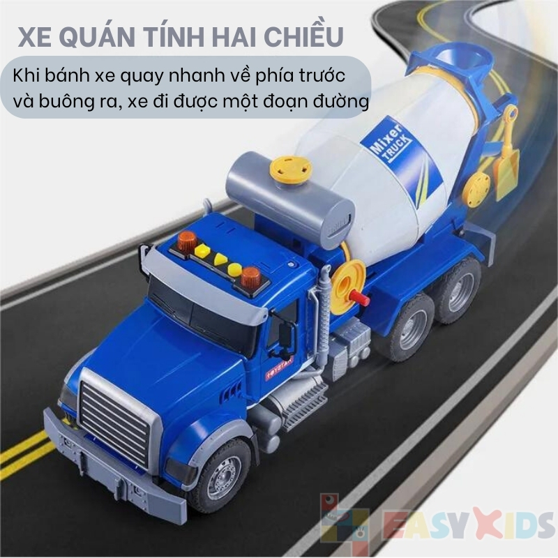 Xe Trộn Bê Tông Đồ Chơi Toystar, Mô Hình Xe Bồn Trộn Bê Tông Cỡ Lớn Có Đèn Nhạc Như Thật