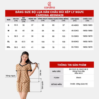 Đồ bộ nữ CARDINA chất liệu lụa hàn châu đùi xếp ly ngực thoáng mát mềm mại trẻ trung 4BSN04
