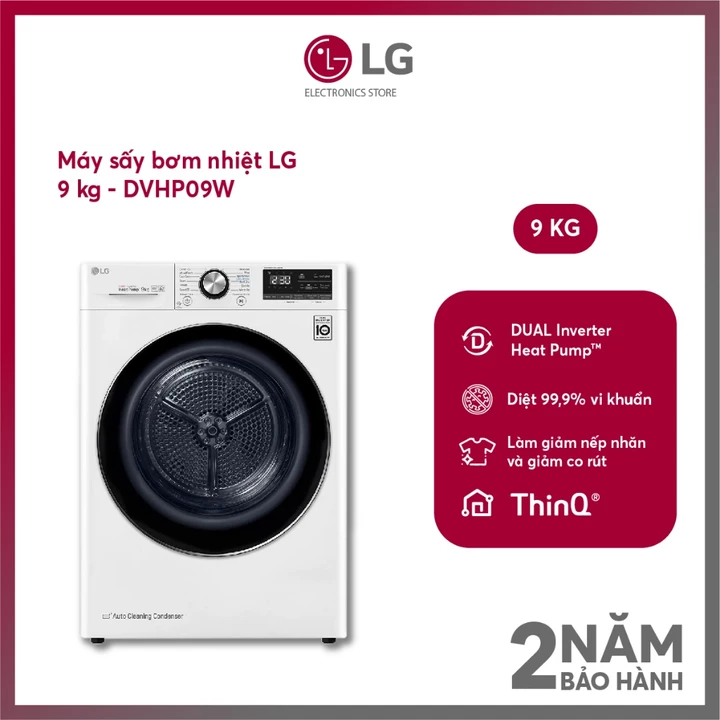 [Phí Lắp đặt 0Đ HN HCM] Máy sấy bơm nhiệt LG 9 kg DVHP09W - Shopee Giao toàn quốc+chỉ lắp HN & HCM