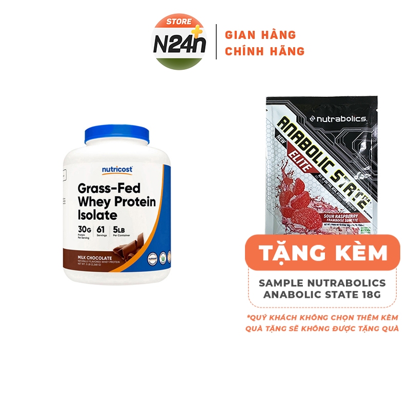Nutricost Grass-Fed Whey Protein Isolate Unflavored 5LBS | 30g Protein Per Serving, Gluten-Free, Non-GMO 8 thumbnail image