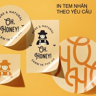 In Tem nhãn theo yêu cầu | Tem nhãn decal, 3 tờ A3 (32 x42cm) tem nhãn dán in logo , xưởng in decal giấy giá rẻ