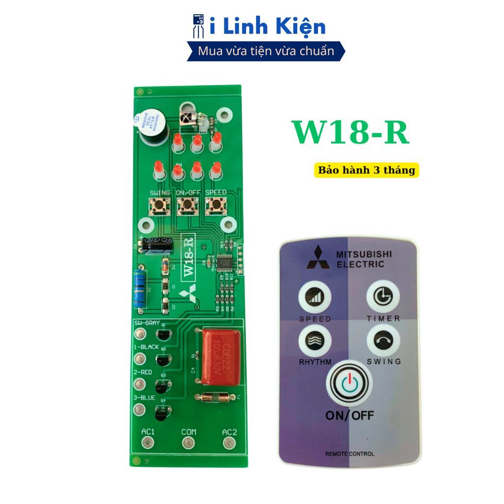 Mạch quạt từ xa Mitsubishi W18-R, mạch điều khiển quạt treo tường W18R chính hãng iLinhkien.
