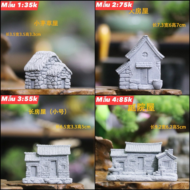 tượng nhà tranh đá trang trí tiểu cảnh, terarrium