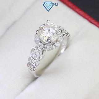 Nhẫn bạc nữ kim tiền Moissanite 8ly xi bạch kim kèm thẻ tra cứu tinh tế, sang trọng NNM0046 - Trang Sức TNJ