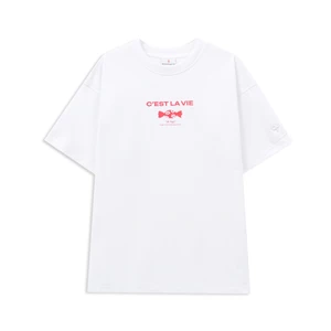 Áo thun nữ đơn giản Candy Tee by C'est La Vie áo thun form rộng , màu xanh/trắng, vải đứng form H06