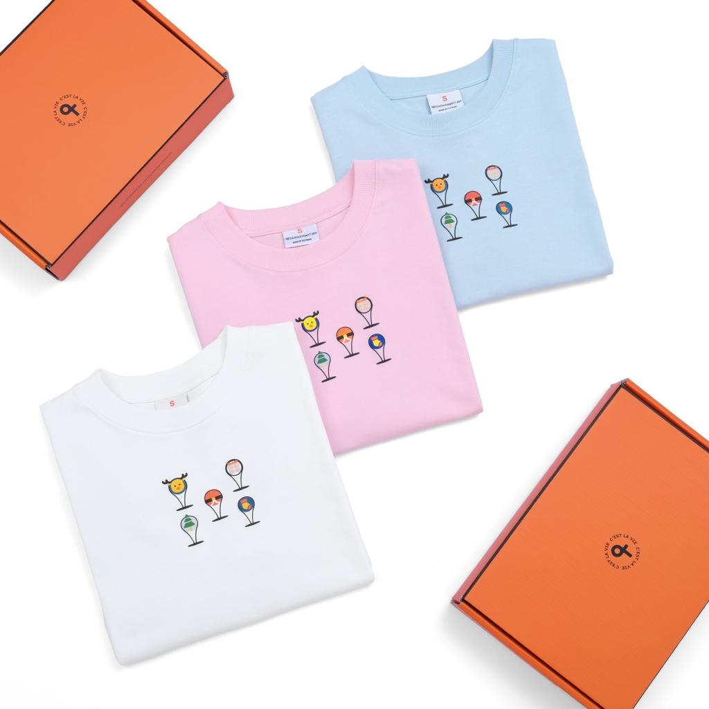 Áo thun cao cấp Santa Balloon Tee White/Pink/Blue local brand  C'est La Vie áo thun form rộng in nổi