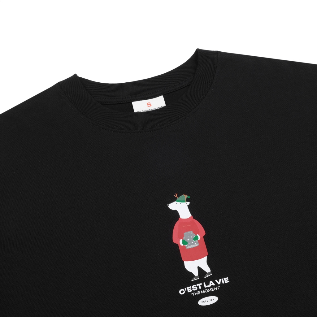 Áo thun unisex cotton 265gsm CSLAVIE – màu đen trắng xanh – giữ form, không nhão, dễ phối đồ