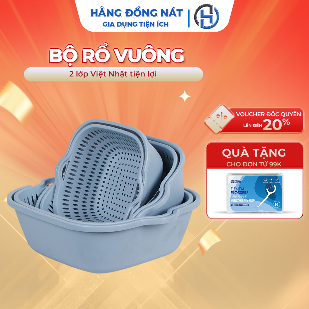 Rổ nhựa 6 món nhựa PP nguyên sinh cao cấp Việt Nhật
