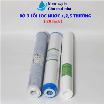 Lõi Lọc Đầu Nguồn 20 inch 1 2 3, bộ lõi lọc nước công nghiệp 20inch, bộ lõi lọc thô