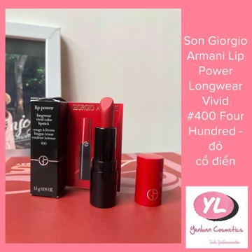 Son Giorgio Armani Lip Power Longwear Vivid #400 Four Hundred - đỏ cổ điển - 111 hồng cam đất