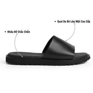 Dép da nam quai ngang cao cấp FTT Leather da bò lót da  EVA siêu nhẹ, siêu êm chân, chống trơn trượt