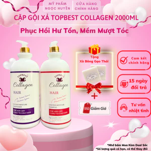 Dầu Gội Xả TOPBEST COLLAGEN 3in1 Phục Hồi Hư Tổn Siêu Mềm Mượt 2000ml được nhiều salon tin dùng