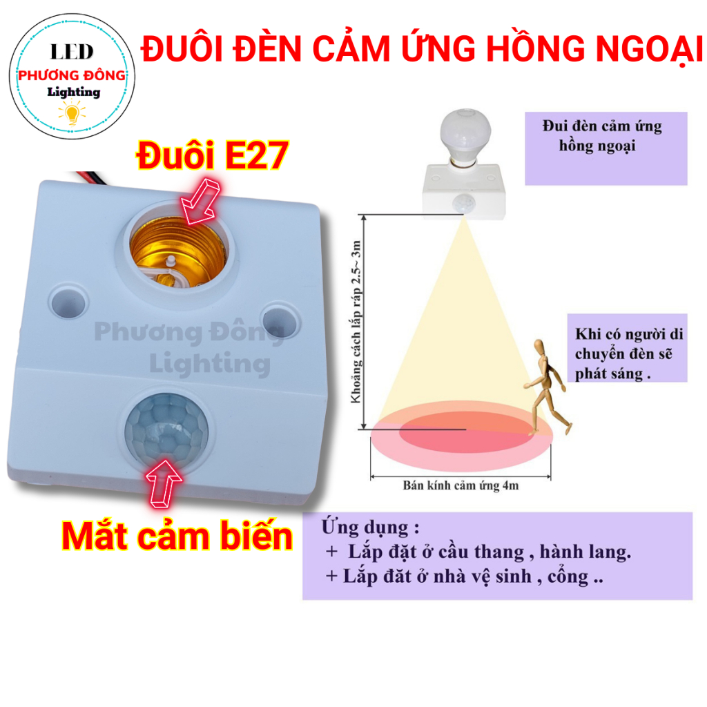 Đuôi đèn Cảm ứng chuyển động Hồng ngoại, Đuôi đèn Cảm biến Chuyển động Hồng ngoại, Đuôi đèn cảm biến