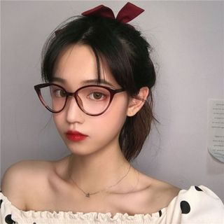 Kính mắt mèo nam nữ không độ giả cận thời trang hàn quốc, Mắt kính mát phong cách dễ thương K035