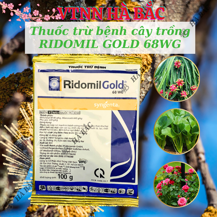 Thuốc Xử Lí Nấm Bệnh cây trồng RIDOMIL GOLD 68WG - Gói 100gram, sương mai, thán thư, đốm lá