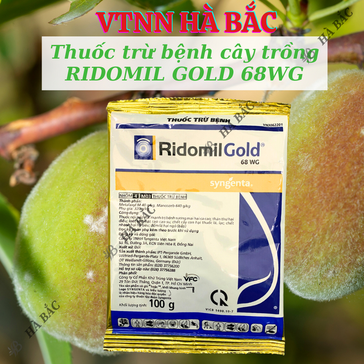 Thuốc Xử Lí Nấm Bệnh cây trồng RIDOMIL GOLD 68WG - Gói 100gram, sương mai, thán thư, đốm lá