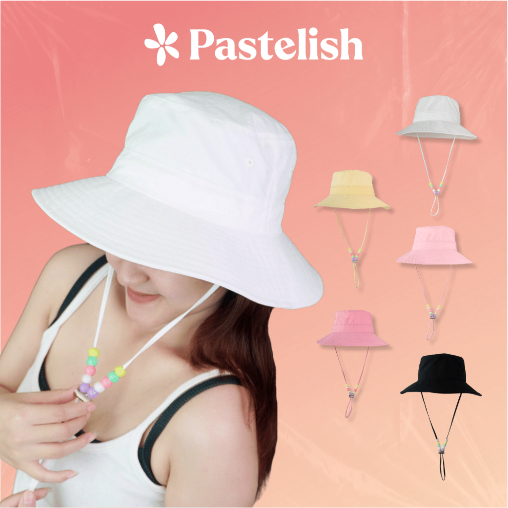 Mũ Nón Bucket VÀNH TO PHỐI HẠT Pastel Pastelish-Phong Cách Hàn Quốc