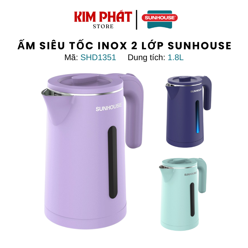 ẤM SIÊU TỐC INOX 2 LỚP 1.8L SUNHOUSE SHD1351/1353/1368KB - Thân ấm 2 ...