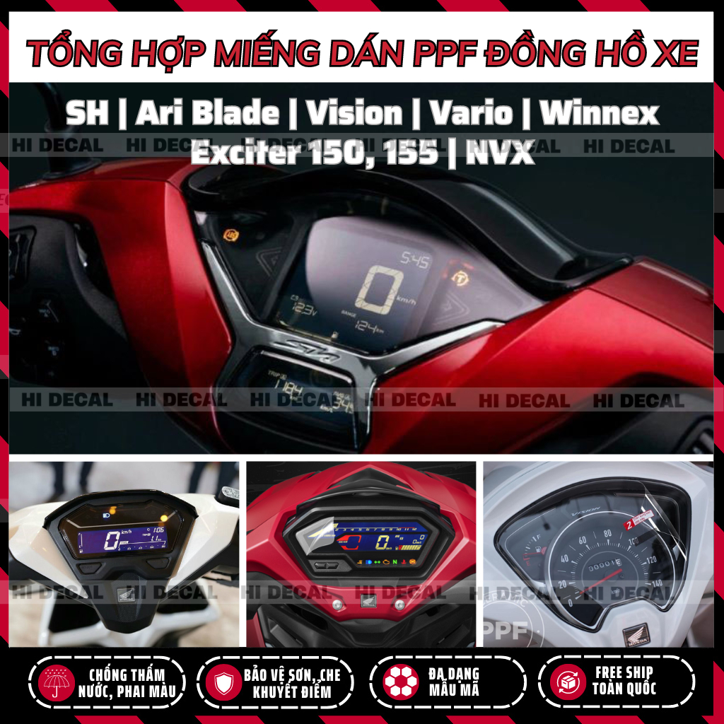 Miếng dán PPF bảo vệ đồng hồ xe SH Ari Blade Vision Vario Winner Exiciter NVX, bảo vệ chống xước đồng hồ xe