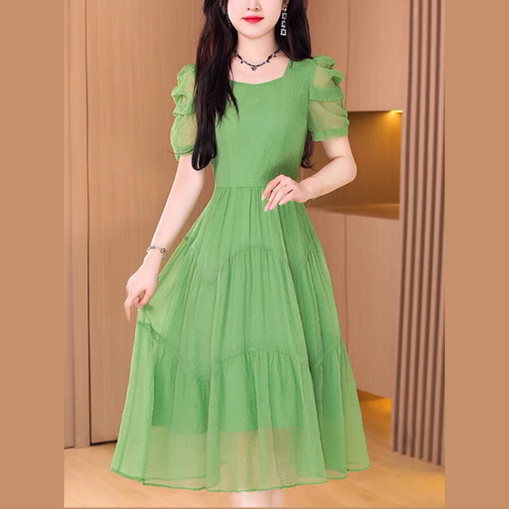 Đầm trung niên, váy trung niên H44 thiết kế trẻ trung sang trọng, thanh lịch, món quà tặng mẹ