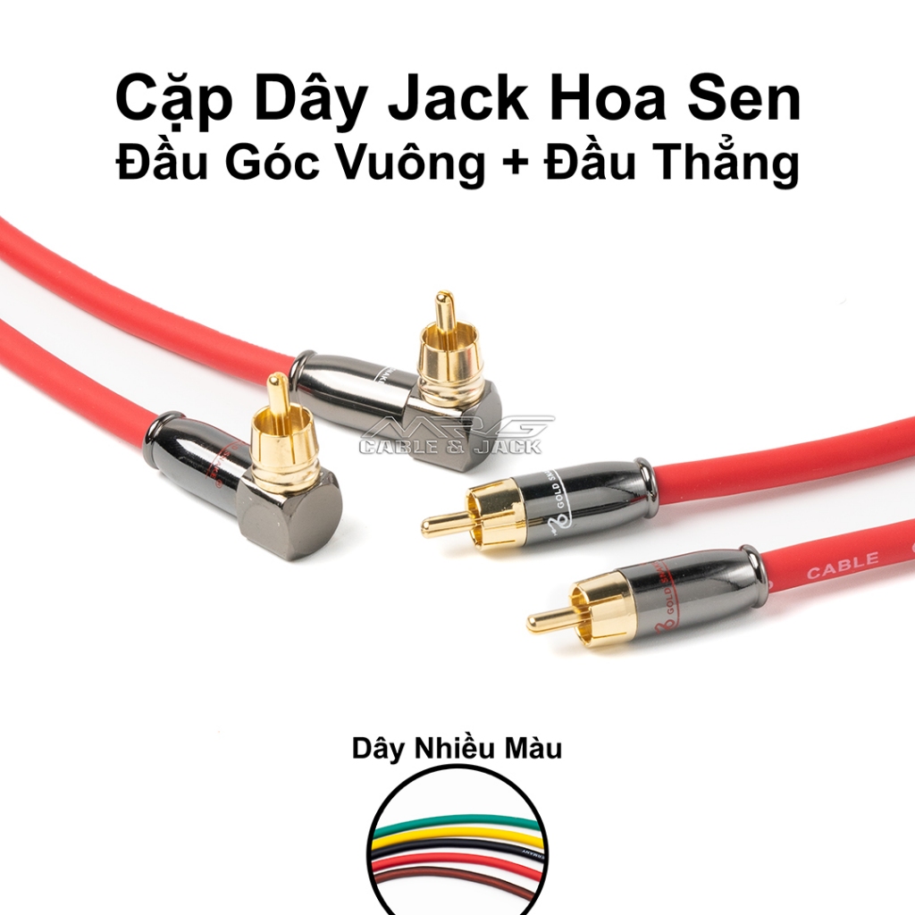 Cặp Dây AV Hoa Sen RCA (đầu góc vuông + đầu thẳng) dài 0.8m-1.5m-3m ...