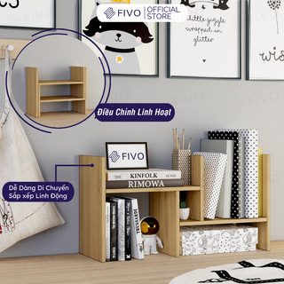 Kệ Sách Gỗ Mini Để Bàn Làm Việc FB24 FIVO, Lắp Ráp Đơn Giản, Với 8 Kiểu Dáng Điều Chỉnh